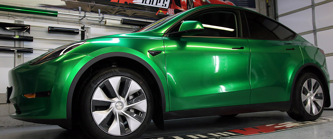 Avery Radioactive Green Tesla Model Y