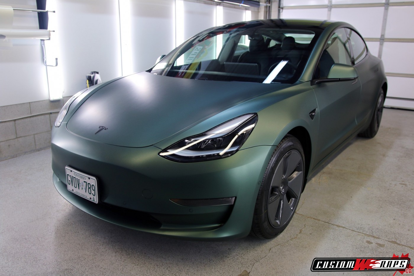 Tesla 3 Matte Pine Green Metallic CUSTOMWRAPS.CA