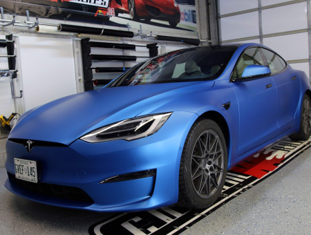 Tesla S Plaid Matte Blue Metallic