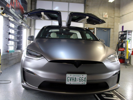Tesla X Plaid Satin Dark Grey